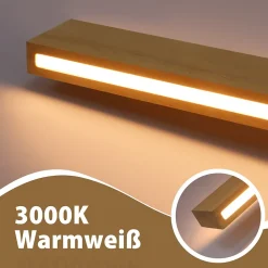 Applique murale LED NETTLIFE en bois - 100 cm 36 W - Lampe de couloir moderne - Blanc chaud 3 000 K - Pour salon, chambre