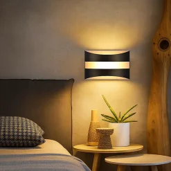 Applique murale LED Nettlife pour intérieur - Éclairage mural noir, éclairage vers le haut et vers le bas, 5W 3 000K, blanc chaud