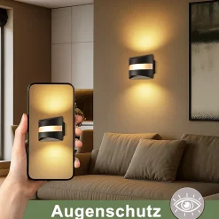 Applique murale LED Nettlife pour intérieur - Éclairage mural noir, éclairage vers le haut et vers le bas, 5W 3 000K, blanc chaud