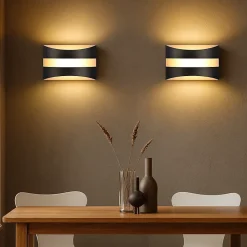 Applique murale LED Nettlife pour intérieur - Éclairage mural noir, éclairage vers le haut et vers le bas, 5W 3 000K, blanc chaud