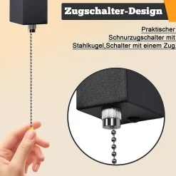 Applique murale LED Nettlife avec interrupteur - Lampe de couloir d'intérieur noire avec interrupteur à tirette