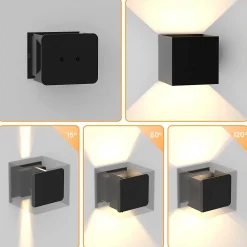 Applique Murale LED Noire Moderne pour Intérieur et Extérieur - Éclairage Pratique et Étanche