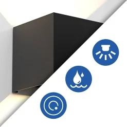 Applique Murale LED Noire Moderne pour Intérieur et Extérieur - Éclairage Pratique et Étanche