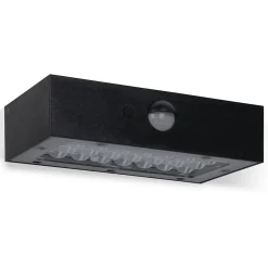 Applique murale LED Solaire 3W Noire Eclairage led d'extérieur Détecteur de mouvement 350 Lm ASLO