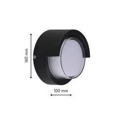 Applique Murale LED 15W Noire Ronde IP65 avec Cache - Blanc Chaud 2300K - 3500K - SILAMP