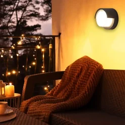 Applique Murale LED 15W Noire Ronde IP65 avec Cache - Blanc Chaud 2300K - 3500K - SILAMP