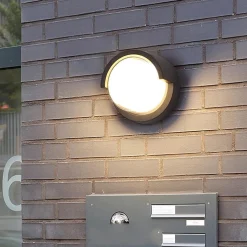 Applique Murale LED 15W Noire Ronde IP65 avec Cache - Blanc Chaud 2300K - 3500K - SILAMP