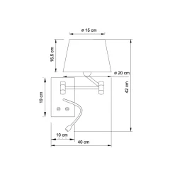 Applique murale liseuse métal chromé et tissu blanc - Aras