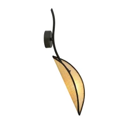 Applique murale LOTUS K1 BLACK/RATTAN, Emibig Lighting, Fabriqué en EU