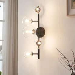 Applique murale Makkor métal verre 62 x 35 x 24 cm noir lux.pro