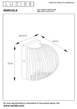 Applique murale MANUELA en métal avec 1xE14 - Noir - Lucide