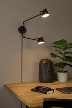 Applique murale MILNE en métal avec LED intégré - Noir - Lucide