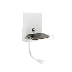 Applique murale moderne blanche avec USB et bras flexible - Flero