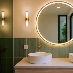 Applique murale moderne dorée IP44 2 lumières - Bath