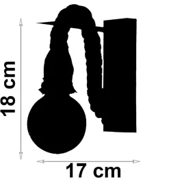 Applique murale moderne Mila métal et corde noir Avec Ampoule LED