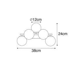 Applique murale moderne noire avec verre fumé 5 lumières - Bianca