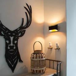 Applique murale moderne noire avec intérieur doré ovale - Alone