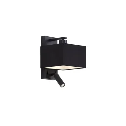 Applique murale moderne noire carrée avec liseuse - Puglia