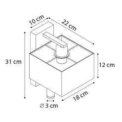 Applique murale moderne noire carrée avec liseuse - Puglia