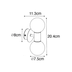 Applique murale moderne noire IP44 2 lumières - Cederic