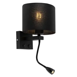 Applique murale moderne noire avec abat-jour noir - Brescia