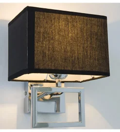 Applique murale moderne Passy design métal chromé tissu noir