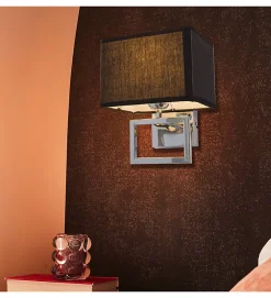 Applique murale moderne Passy design métal chromé tissu noir