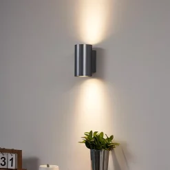 Applique murale moderne ronde 2 lumières métal anthracite - Sandy