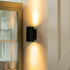 Applique murale moderne ronde noire 2 lumières - Sandy