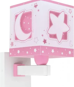 Applique Murale Moonlight lune et étoiles rose