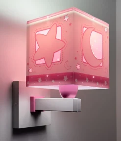 Applique Murale Moonlight lune et étoiles rose