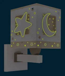 Applique Murale Moonlight lune et étoiles beige