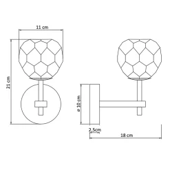 Applique murale métal doré et verre transparent - Vilamo