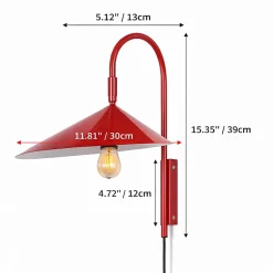 Applique murale métal rouge style nordique wabi-sabi douille E27