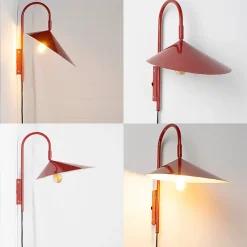 Applique murale métal rouge style nordique wabi-sabi douille E27