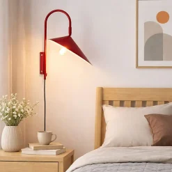 Applique murale métal rouge style nordique wabi-sabi douille E27