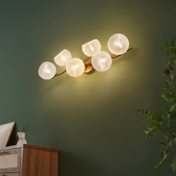 Applique murale multi abat-jours blancs brillant sur vague doré - Isalina