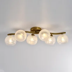 Applique murale multi abat-jours blancs brillant sur vague doré - Isalina