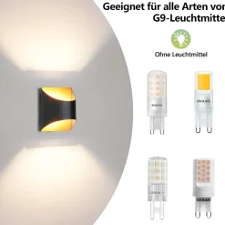 Applique murale NETTLIFE noire et dorée - Appliques murales modernes pour escaliers, chambre d'enfant