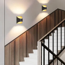 Applique murale NETTLIFE noire et dorée - Appliques murales modernes pour escaliers, chambre d'enfant