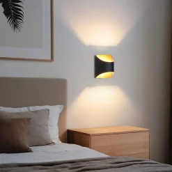 Applique murale NETTLIFE noire et dorée - Appliques murales modernes pour escaliers, chambre d'enfant