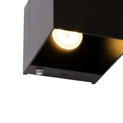 Applique murale noire avec LED et variateur tactile rechargeable - Joris