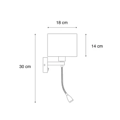 Applique murale noire avec abat-jour en velours taupe 18 cm - Brescia Combi
