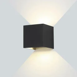 Applique Murale Noire Design LED 6W IP54 Carré - Blanc Neutre 4000K - 5500K - SILAMP