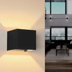 Applique Murale Noire Design LED 6W IP54 Carré - Blanc Neutre 4000K - 5500K - SILAMP