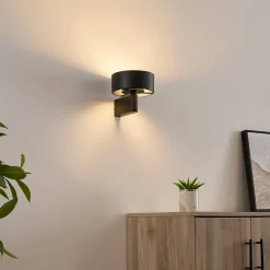 Applique murale noire en métal avec tête ronde LED - Prins
