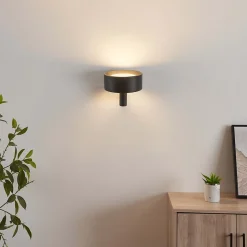 Applique murale noire en métal avec tête ronde LED - Prins