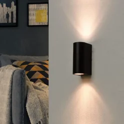 Applique Murale Noire LED IP44 double faisceau GU10 - SILAMP