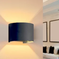 Applique Murale Noire LED 6W IP54 Forme Arrondie - Blanc Neutre 4000K - 5500K - SILAMP