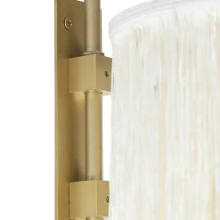 Applique murale orientale dorée avec abat-jour crème à franges - Franxa